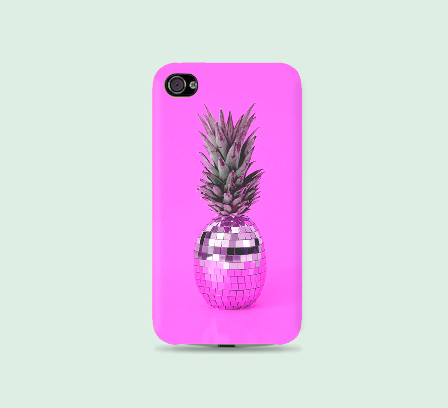 Pink Disco Pineapple Plastic Hard Case - Iphone 5 - Iphone 4 - Iphone 4s - Samsung S3 - Samsung S4 - Samsung Note 2